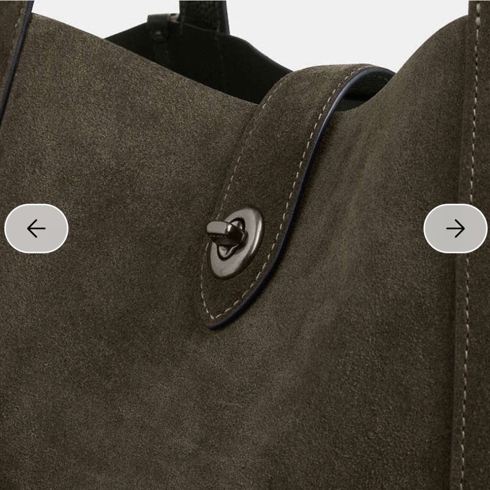 Coach Hadley Turnlock Tote Shoulder Bag In Suede - Picture 6 of 16